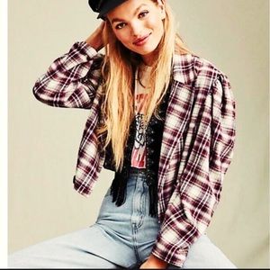 Free People Purple Plaid Jacket